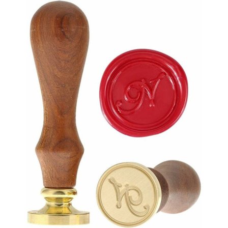 Retro messinghoved træhåndtag alfabet bogstaver initial voks klassisk forsegling voks stempel N KLB