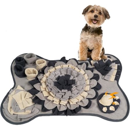 Snusemåtte til små og mellemstore hunde, interaktiv snusemåtte til hvalpe, mentalt puslespil til dufttræning og langsom fodring, stresslindring, grå
