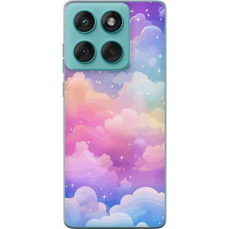 Yhteensopiva Puhelinkuori Motorola Edge 60 Fusion Söpö yksisarvinen, jolla on sateenkaarivärinen tukka tähtitausta vasten kawaii-tyylillä