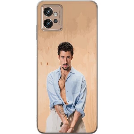 Yhteensopiva Puhelinkuori Motorola Moto G32 Bad Bunny Super Bowl-inspiroima grafiikka, jossa NFL-trofe ja San Franciscon silta urheilusuunnittelussa