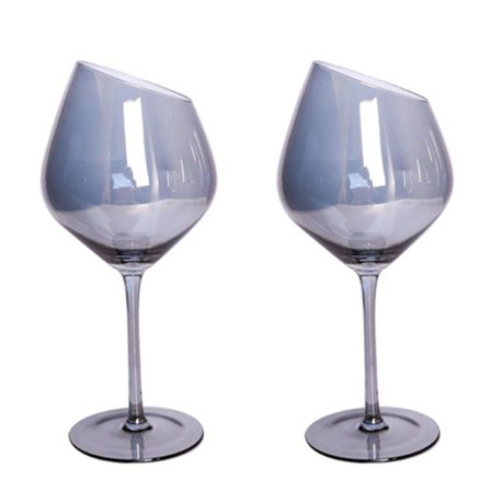 Oblique Cut Rödvin Champagne Glas Hem Färgglad Amber Smokey för grå glasögon Restaurang Bar