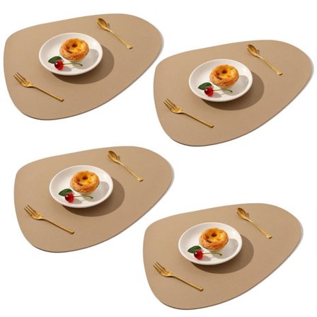 Lær Spisebrikke i skinn, 4-pak, Tørk av, Vaskbar, Aprikos