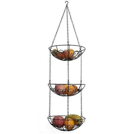 Hengende fruktkurv - Tredelt fruktkurv - Hengende kurv m