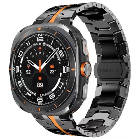 For Samsung Galaxy Watch Ultra 47mm Butterfly Buckle Titanium Alloy Watch Band - Black Multicolo