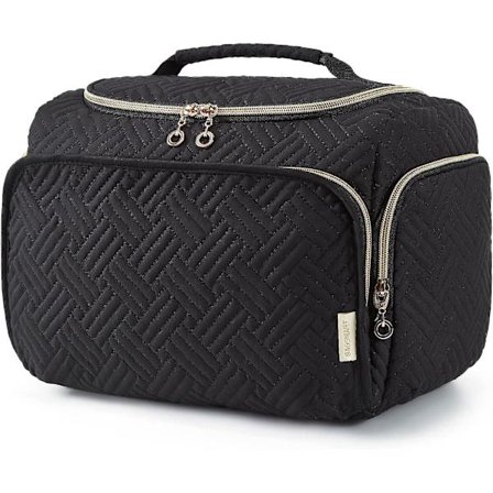 Toilet taske, stor vidt åben toilet taske, makeup taske med håndtag sort black