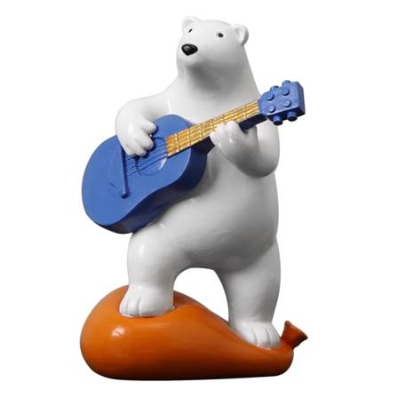 Harpiks Musikkbjørn Figurer Isbjørn Band Statue Dekor - Gitarist