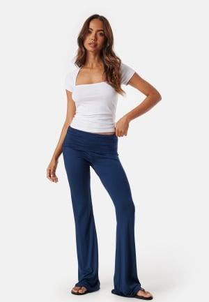 BUBBLEROOM Fold Over Flared Trousers XS Navy Bukser Dam