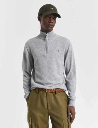 GANT Superfine Lambswool Half Zip - Grey - S
