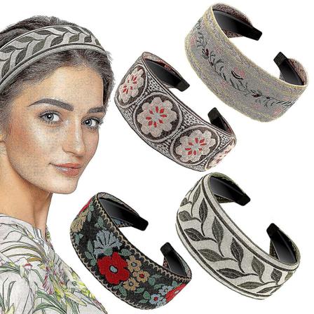 4 stk Boho Hodebånd Håndlaget Broderi Bohemia Blomster Brede Hodebånd Vintage Etnisk Stil Hårbånd For Kvinner Jenter Hårtilbehør