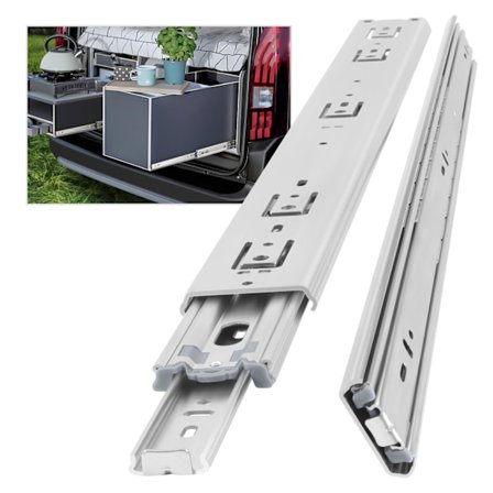 Kraftige skuffeskinner, belastningskapacitet op til 68 kg, uden lås, 500 mm udtræk, 1 par (2 stk.)