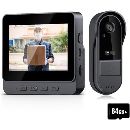 43-tommers Video Dørklokke Intercom Trådløs Video Dørklokkekamera med Skjerm, Menneskelig Deteksjon, 64GB Intercom