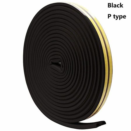 5 / 10m Tætningsprofil Vindue Dør Udtrækkelig Vindueslukke SORT 5M P Sort Black