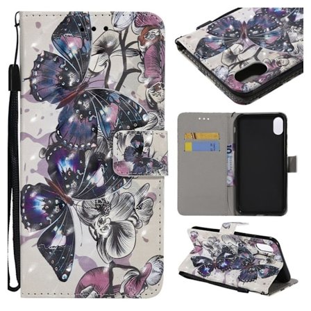 Butterfly läder iPhone Xs Max fodral - Flerfärgad