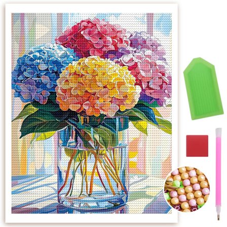 Sommer Hydrangea Diamantmaleri Sæt til Begyndere 5d Diamantmaleri Sæt til Voksne Runde 5D Mal med Diamanter Billeder Ædelsten Hjem Væg