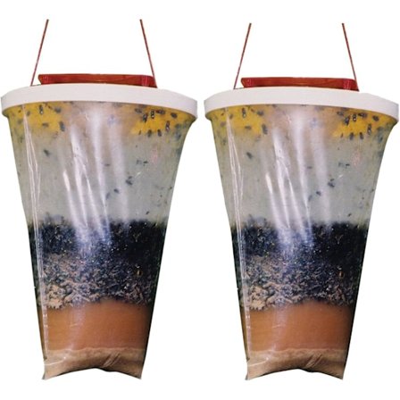 2 Pakning Fluefelle Utendørs Hengende Fluefanger, Engangs Ranch Fluefellepose med Flueåte, Fluedrepermiddel