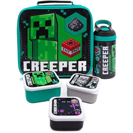 Minecraft Creeper Lunchväska Och Flaska (5-pack) One Size Bla