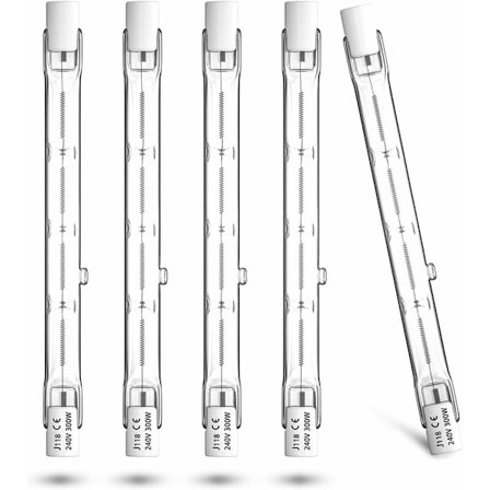 5 stk halogenpærer, 300W dimbar halogenpære 118mm J118 R7s linje