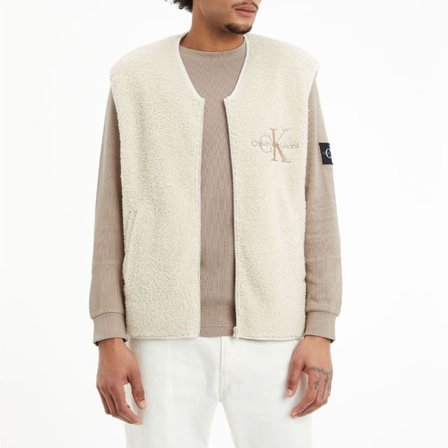 Calvin Klein Jeans Genderless Monologo Sherpa Vest Tröjor Herr Beige L