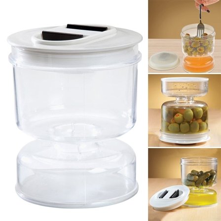 [NT] Burk för pickles och oliver med sil, läcksäker förseglad plast för hemmet, bildsektion