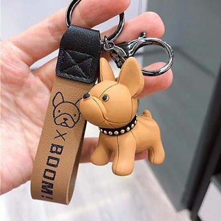 Sød Brun Hund Tegneserie Nøglering Med Håndlavet Tov Nøglering, Fashi