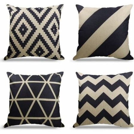 TS-Set med 4 Kuddfodral Soffa Örngott Dekoration Soffa Kuddfodral i Linne Utomhus Kuddfodral Dekoration för Sovrum