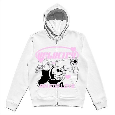 Y2k Zip Up Hoodie Anime Y2k Grafik Kvinna Goth Sweatshirt Sportrock Pullover Grunge Gothic Långärmad Oversized Hoodie Jacka