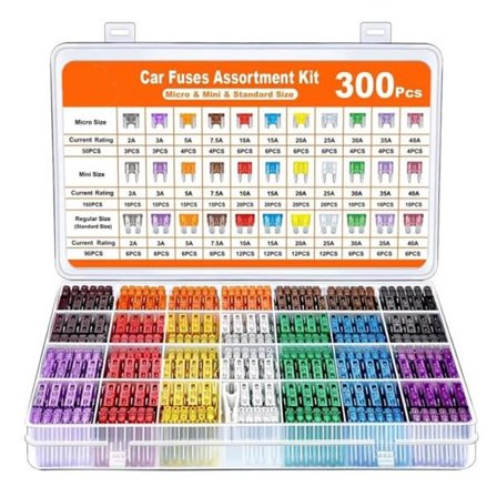 Laatikko auton sulakkeita - 300 kappaletta