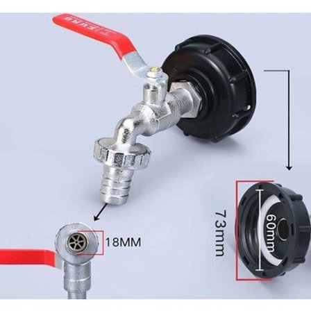 Kran tank 1000L regnvannsamler, adapter KLB