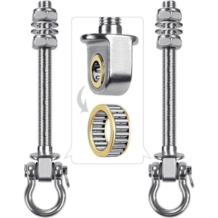 2 kpl Keinukoukkuja 304 ruostumattomasta teräksestä valmistetuilla laakereilla puu- ja metallipalkeille, täydellinen riippumattojen, joogakeinujen ja 