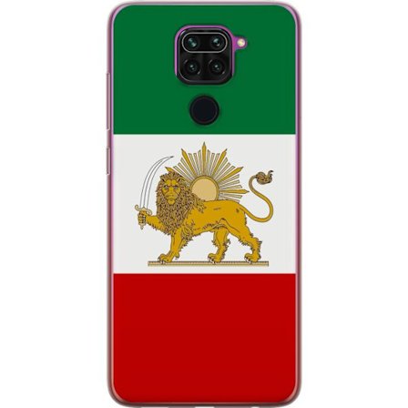 Yhteensopiva Puhelinkuori Xiaomi Redmi Note 9 Iranilainen kolmivärinen lippu, jossa kultaiset leijonat ja auringon symboli