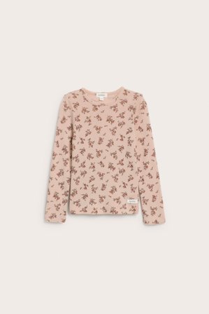 Newbie | Blomstrete topp i merinoull Rosa 122/128 | Rosa