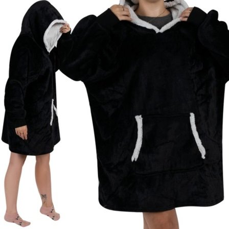 Oversized Hoodie med Luva - Filt