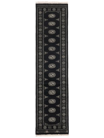 Orientalisk Pakistan Bokhara 2Ply 77X307 Hallmatta Svart/Mörkgul Ull, Pakistan