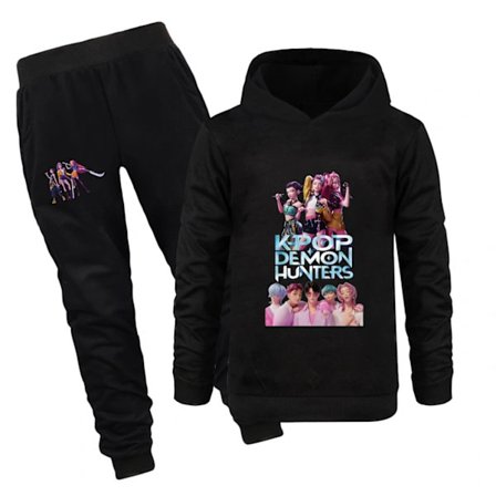 Barnhuvtröja med K-Pop Anime Mörk Design - Mjuk Svart Tröja Storlek 140cm [YDE]