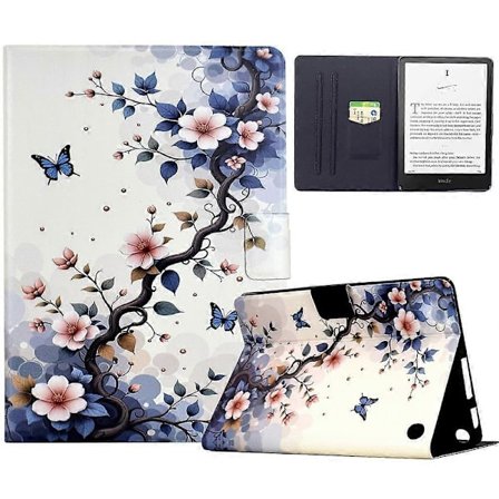 Stativdeksel med mønstertrykk i skinn til Amazon Fire 7 (2022) med automatisk vekking/hvile