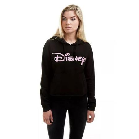 Disney Dam/dam Vanlig Logotyp Crop Hoodie Xl Svart