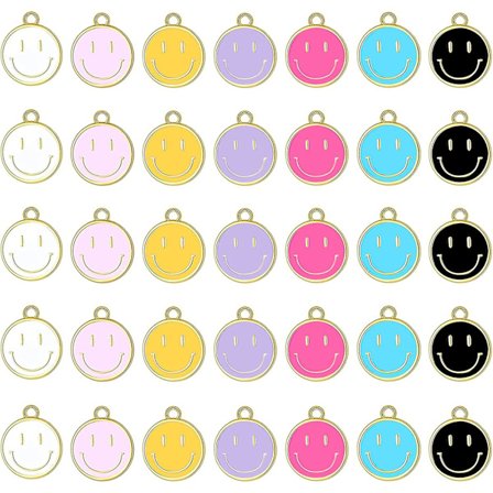 35 kpl Hymiökasvot-riipuksia Korujen Valmistukseen Värikkäitä Hymyileviä Kasvoja Riipuksia Sekalaisia Sööttejä Ting-Seosriipuksia DIY-Kaulakorun 