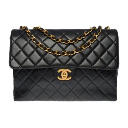 Chanel Vintage, Pre-owned Leather chanel-bags Zwart, Dames, Maat:ONE Size,leer,strepen