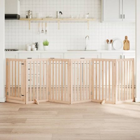 Hundgrind med dörr vikbar 6 paneler 300 cm poppelträ