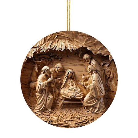 Julekrybbe Ornamenter Rundt Jesu Fødsel Hengende Dekor Hellig Religiøse Gaver Kristent Juletrepynt
