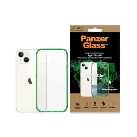 PanzerGlass ClearCase antibakteerinen Military Grade iPhone 13/14/15 - läpinäkyvä vihreä