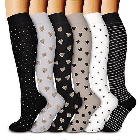 Kompresjonsstrømper for kvinner og menn 6 par, beste støtte for løping