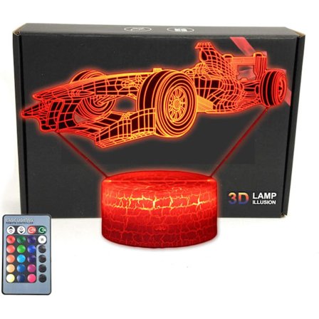 Formula F1 Race Sportsbil Roadster Illusions LED Bordlampe Dekor Nattelys med 16 Farger Berøring