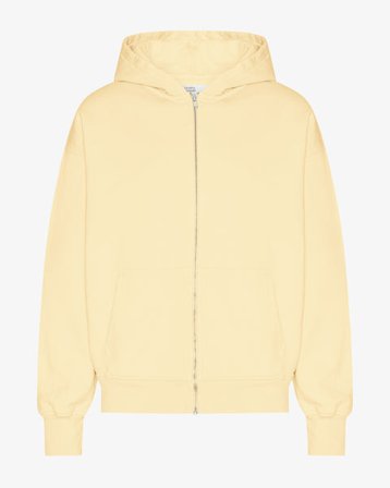 Organic Oversized Zip Hood - Soft Yellow - Male - L