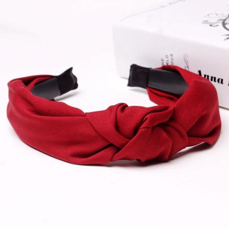 Bred Sida Hårbåge Cross Knot Enfärgad Hår Satin Pannband