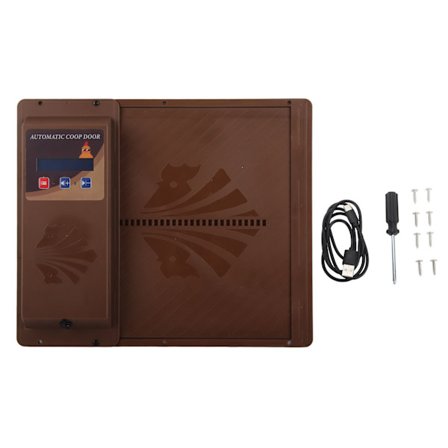 Automatisk hønsehusdør USB horisontal åpning Automatisk hønsehusdøråpner med timer Brun