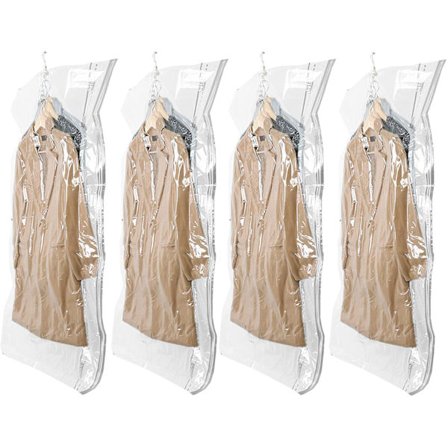 4 x 70*145cm tøjvakuum hængende poser til jakkesæt, frakker,