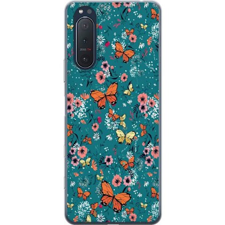 Kompatibelt Mobilskal till Sony Sony Xperia 5 II Fjärillar och blommor