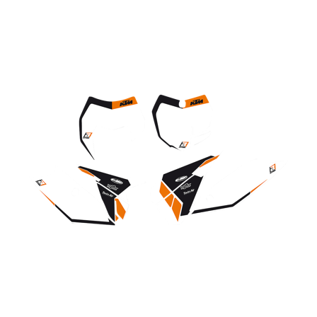 Kit Adesivi Portanumero Grafica Blackbird Pre-tagliato Arancio-Nero-Bianco - KTM 200 EXC 2014-2016