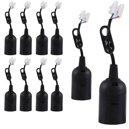 10 E27 Fatninger 250V Lampeholder E27 Fatning med Kabel Kontor Køkken Byggeplads Lampefatning YYV